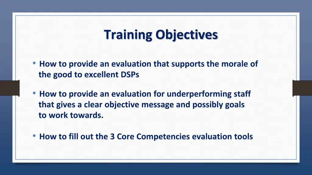 training objectives