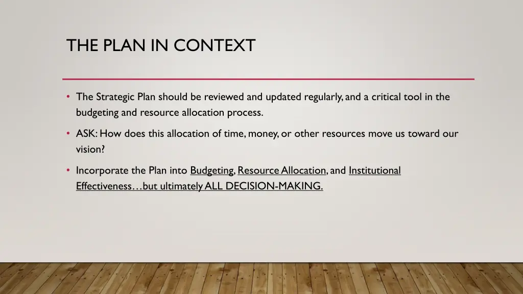 the plan in context