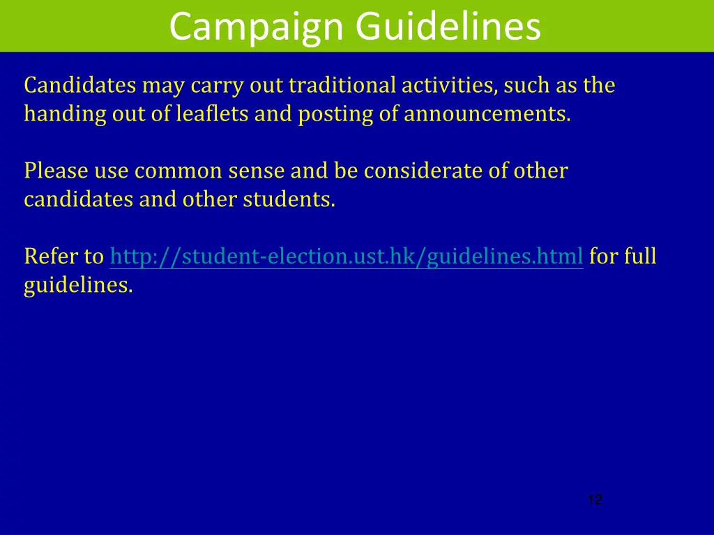 campaign guidelines