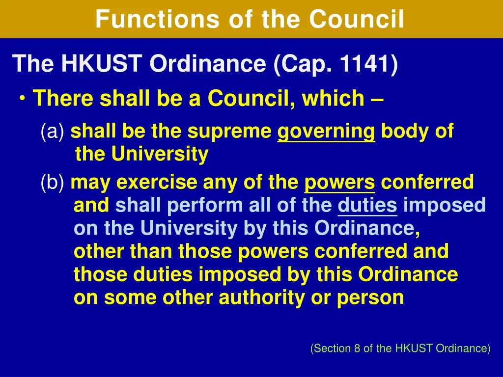 functions of the council