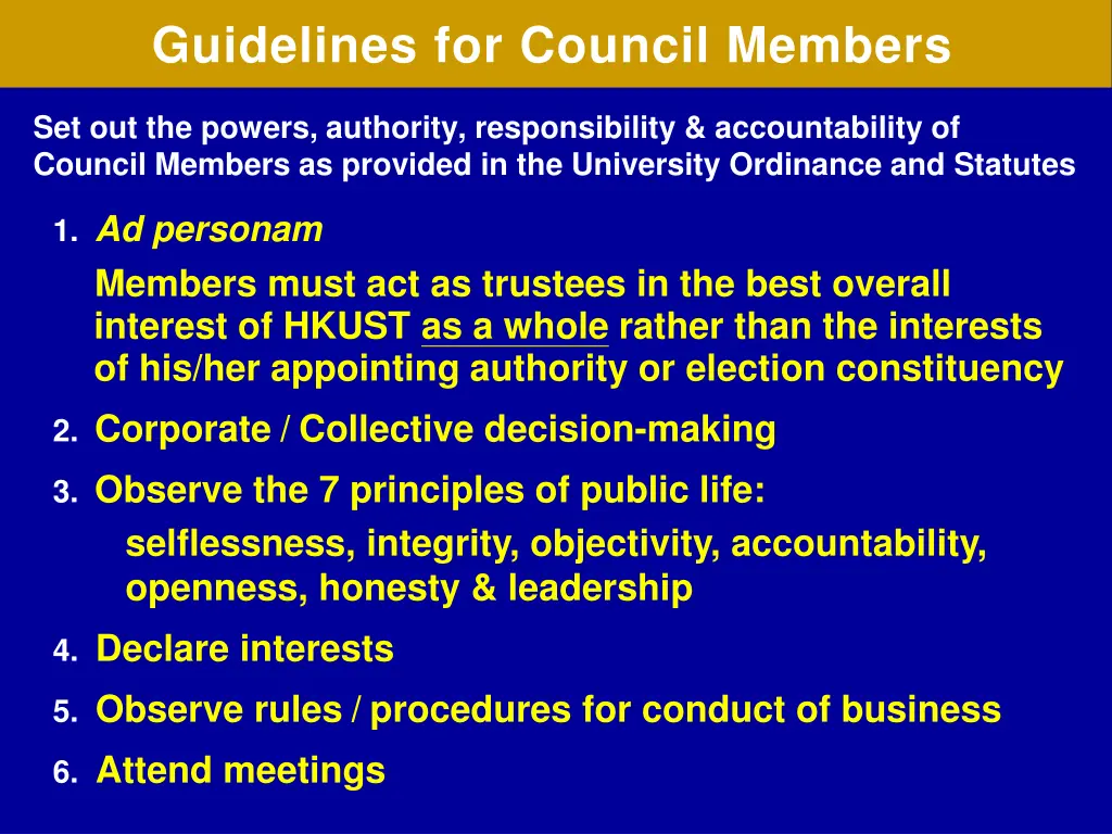 guidelines for council members