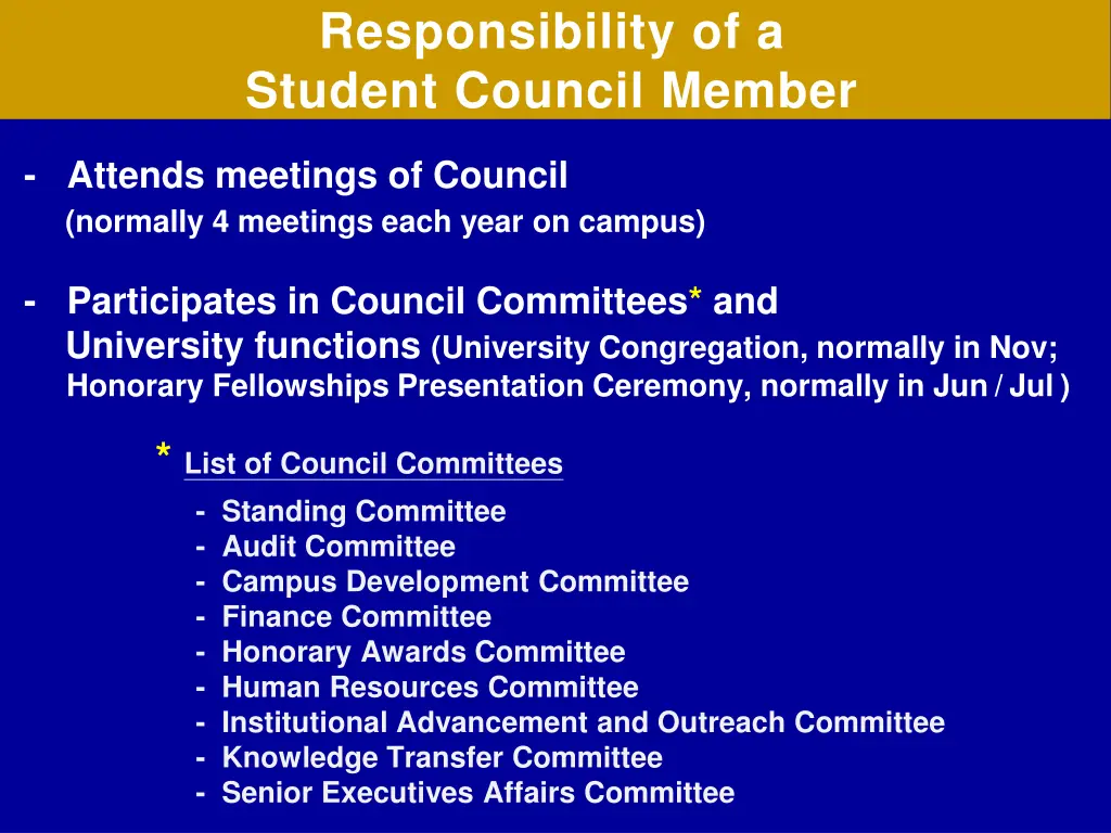 responsibility of a student council member