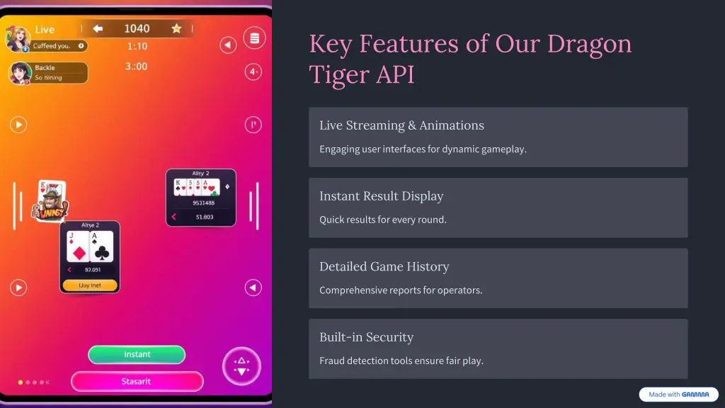key features of our dragon tiger api