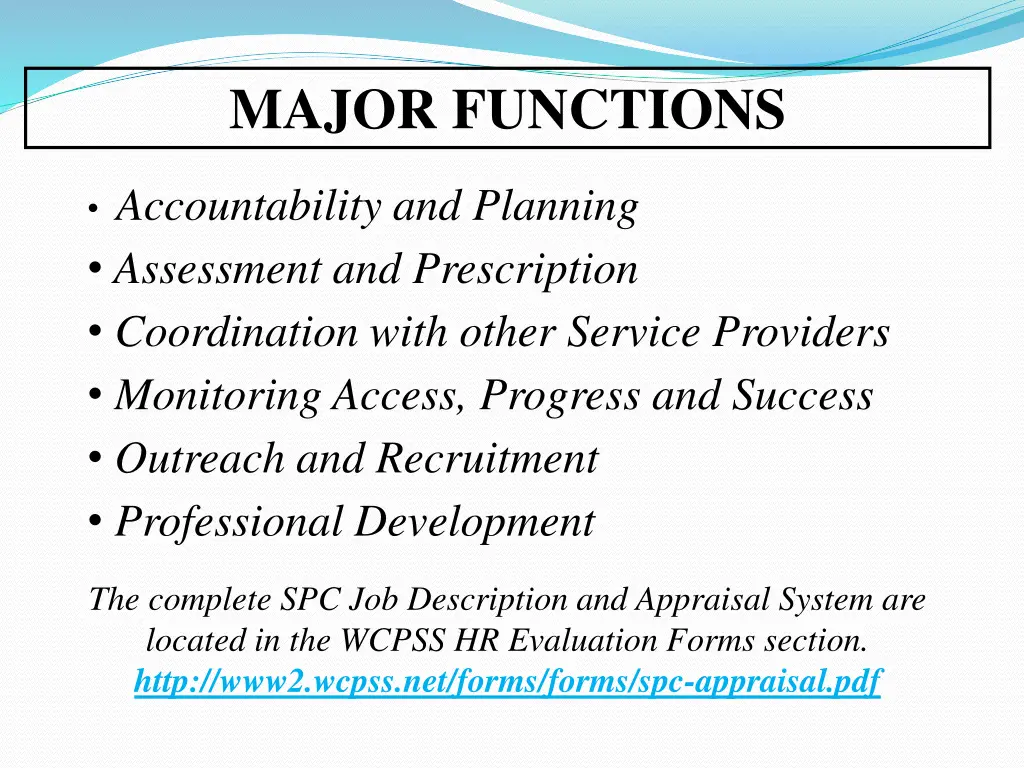 major functions