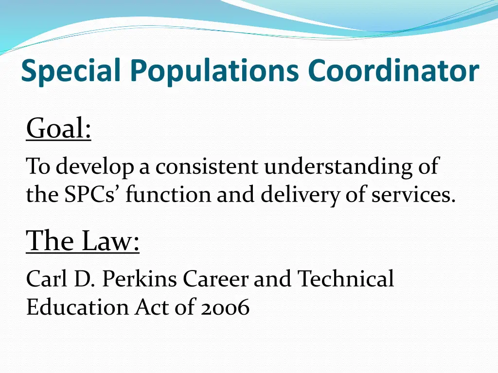 special populations coordinator