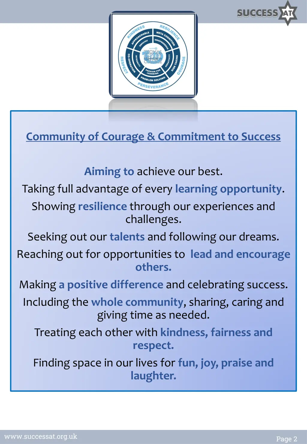 community of courage commitment to success