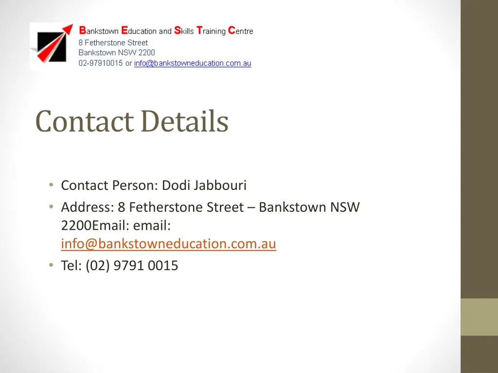 contact details