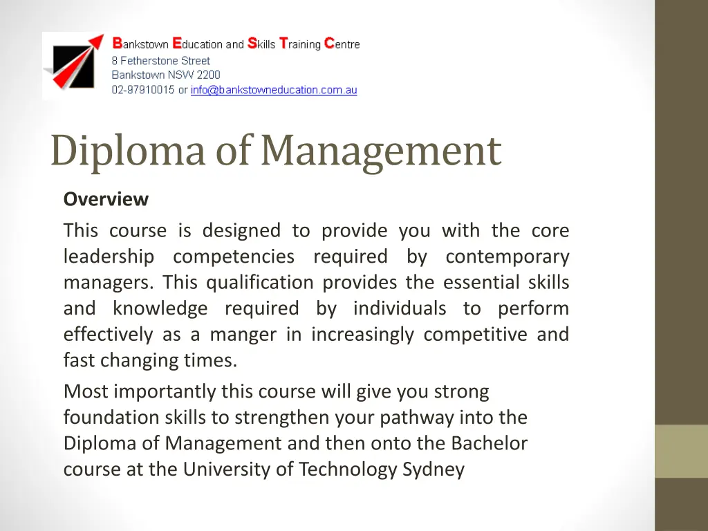 diploma of management