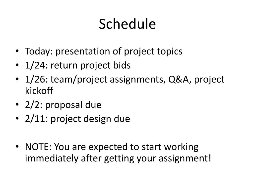 schedule