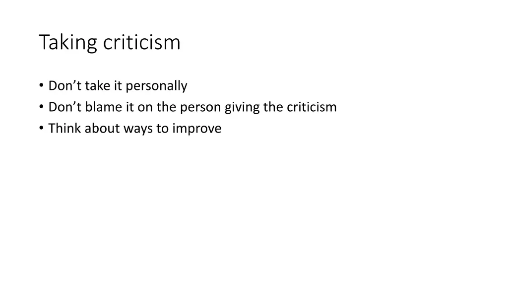 taking criticism