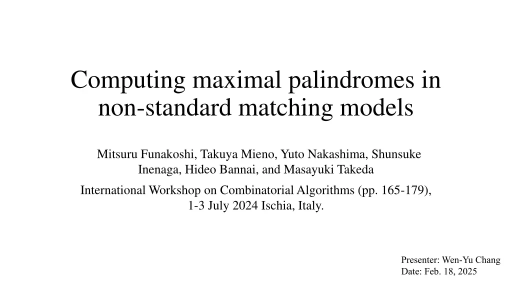 computing maximal palindromes in non standard