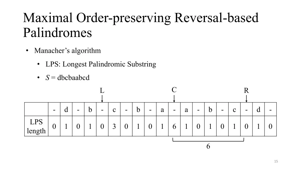maximal order preserving reversal based