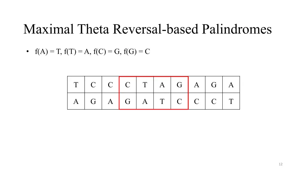 maximal theta reversal based palindromes
