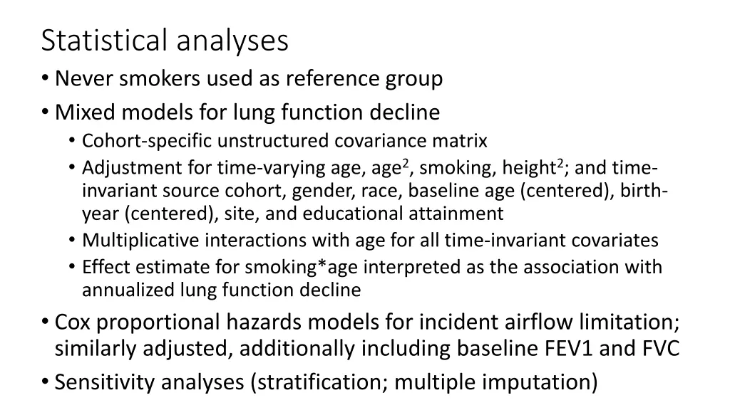 statistical analyses never smokers used