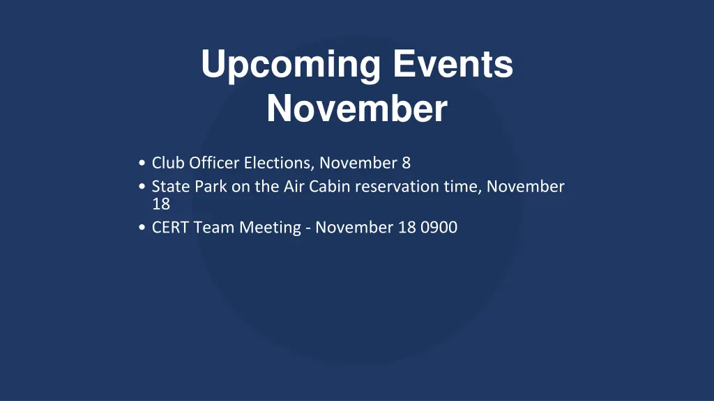 upcoming events november