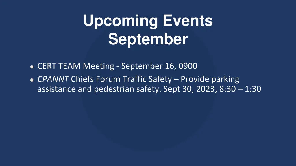 upcoming events september