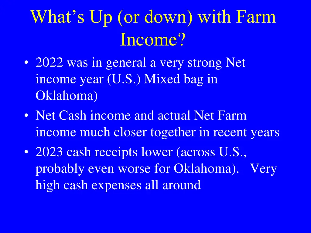what s up or down with farm income 2022