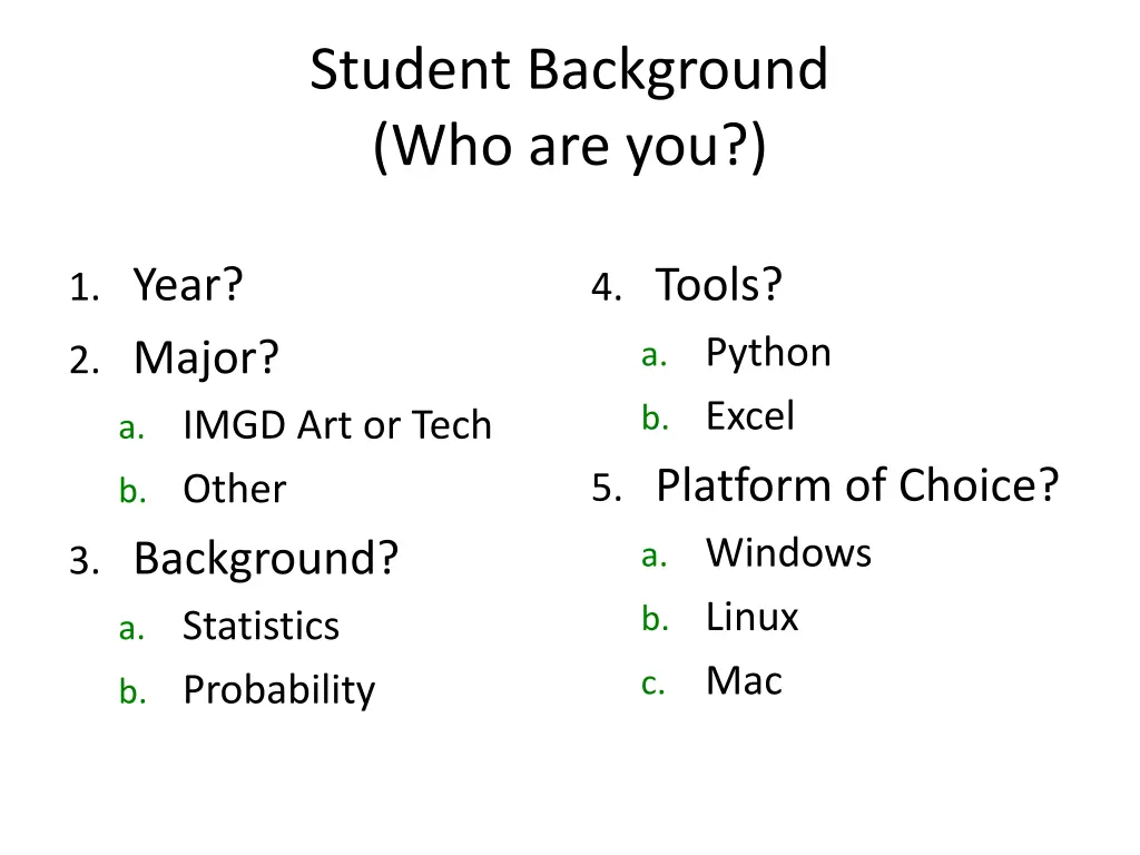 student background who are you