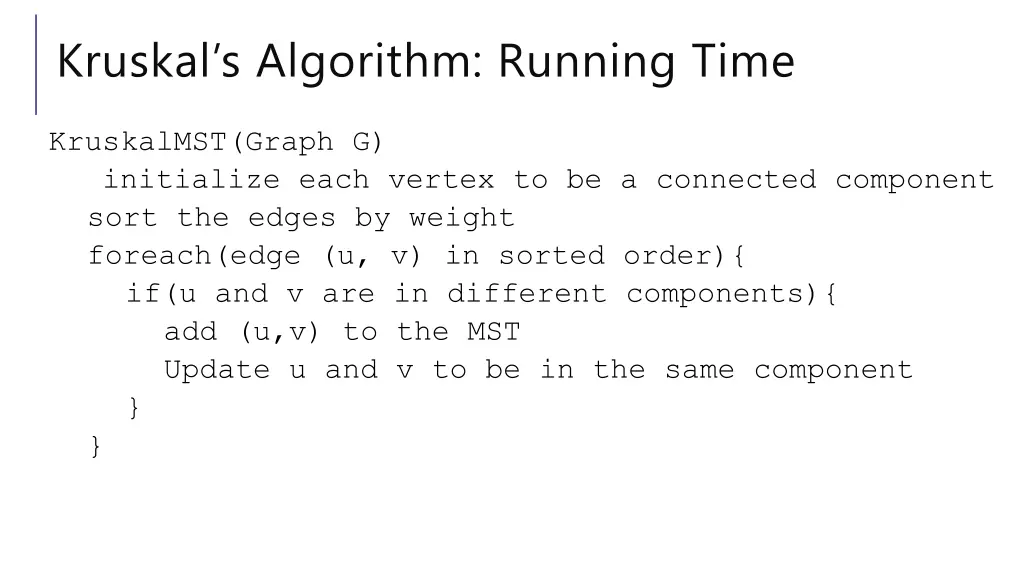 kruskal s algorithm running time