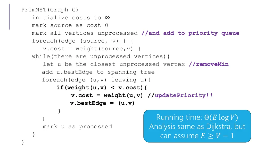 primmst graph g initialize costs to mark source