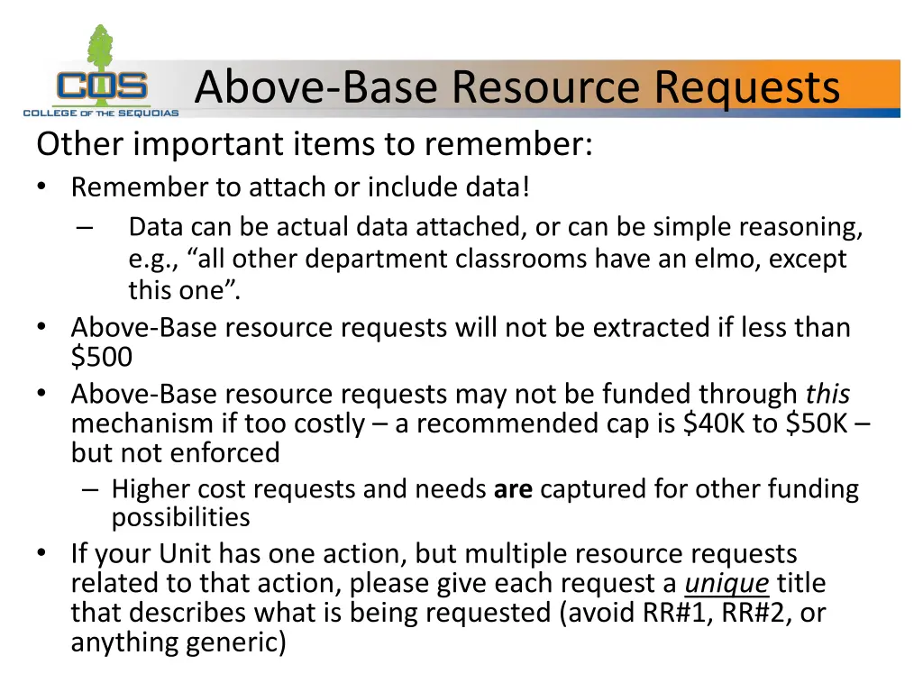 above base resource requests other important