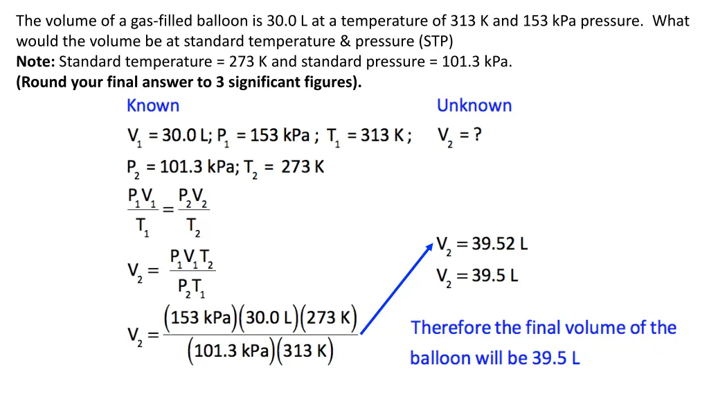 the volume of a gas filled balloon 5