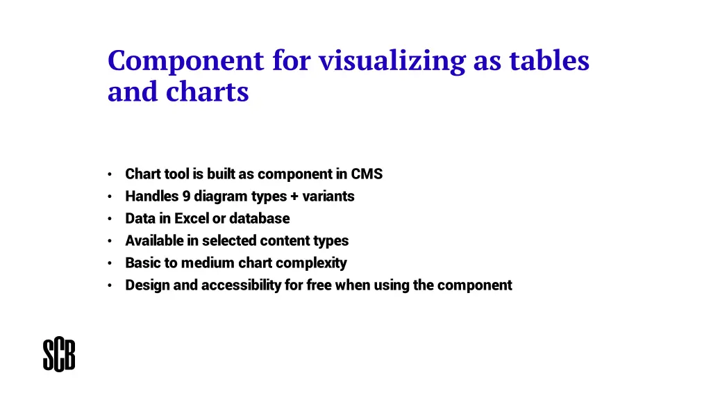component for visualizing as tables and charts