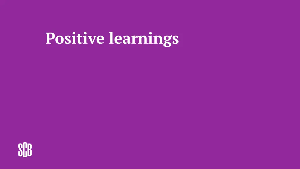 positive learnings