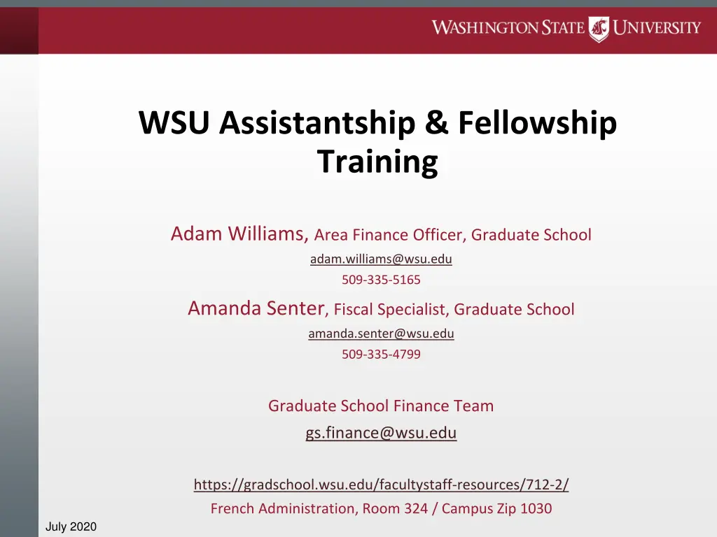 wsu assistantship fellowship training