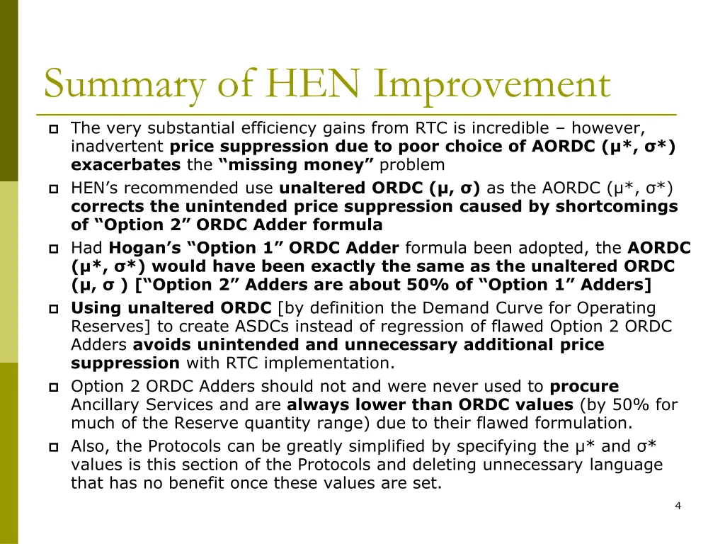 summary of hen improvement