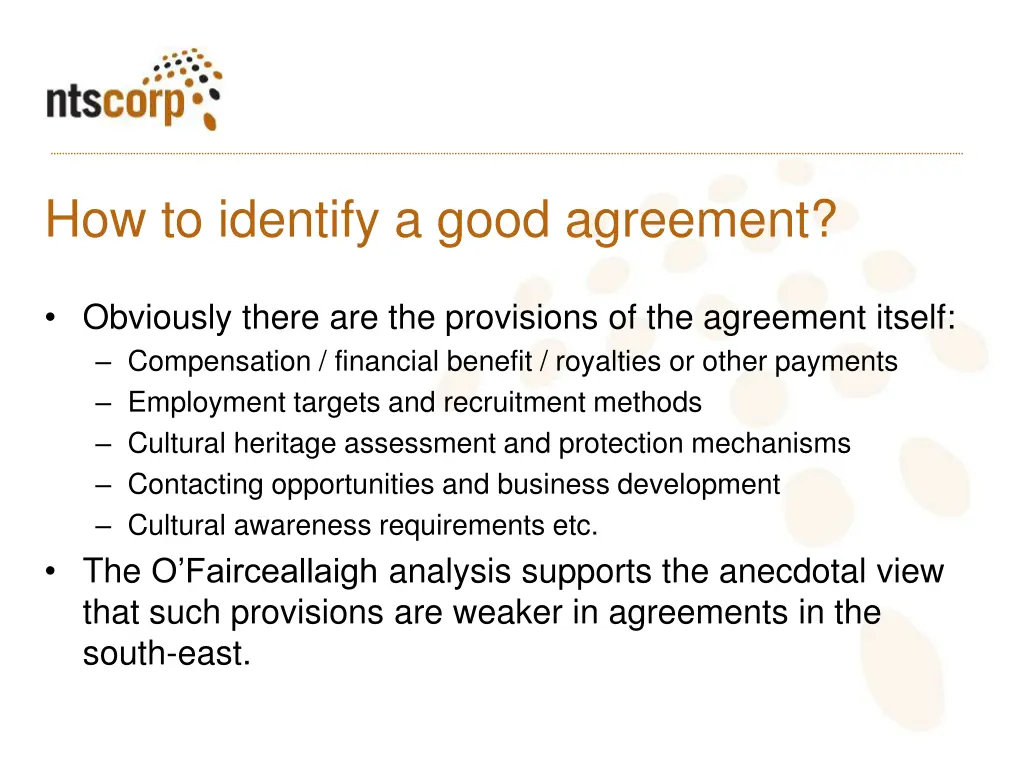 how to identify a good agreement