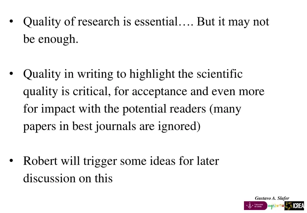 quality of research is essential