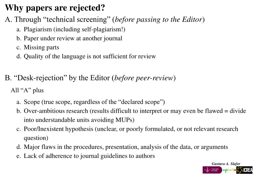 why papers are rejected a through technical