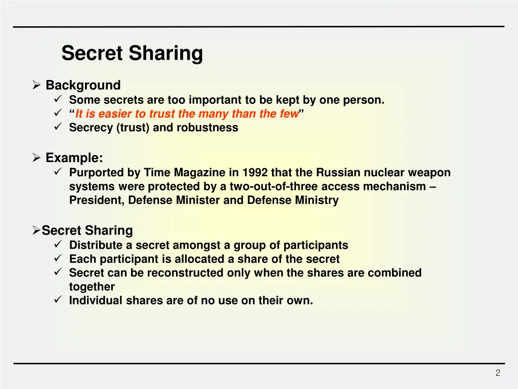 secret sharing