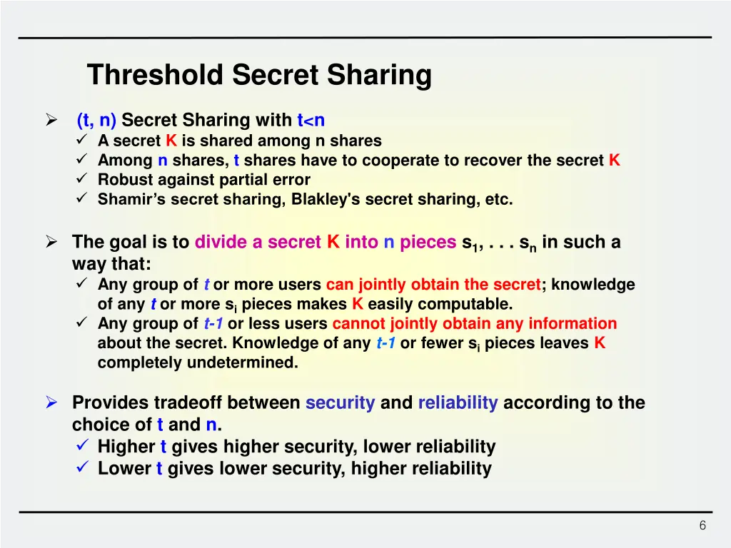 threshold secret sharing 1