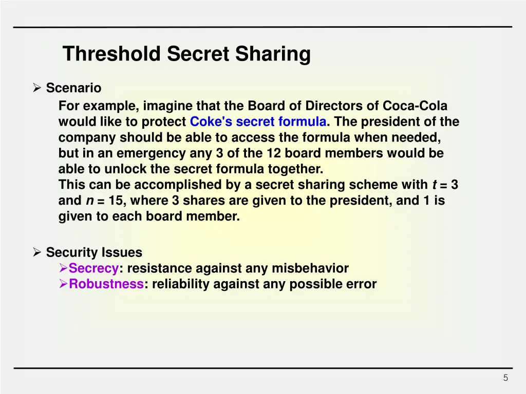 threshold secret sharing