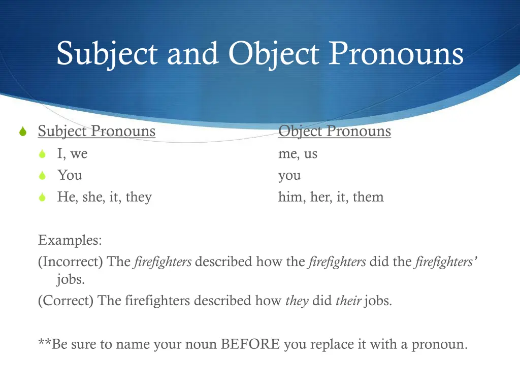 subject and object pronouns