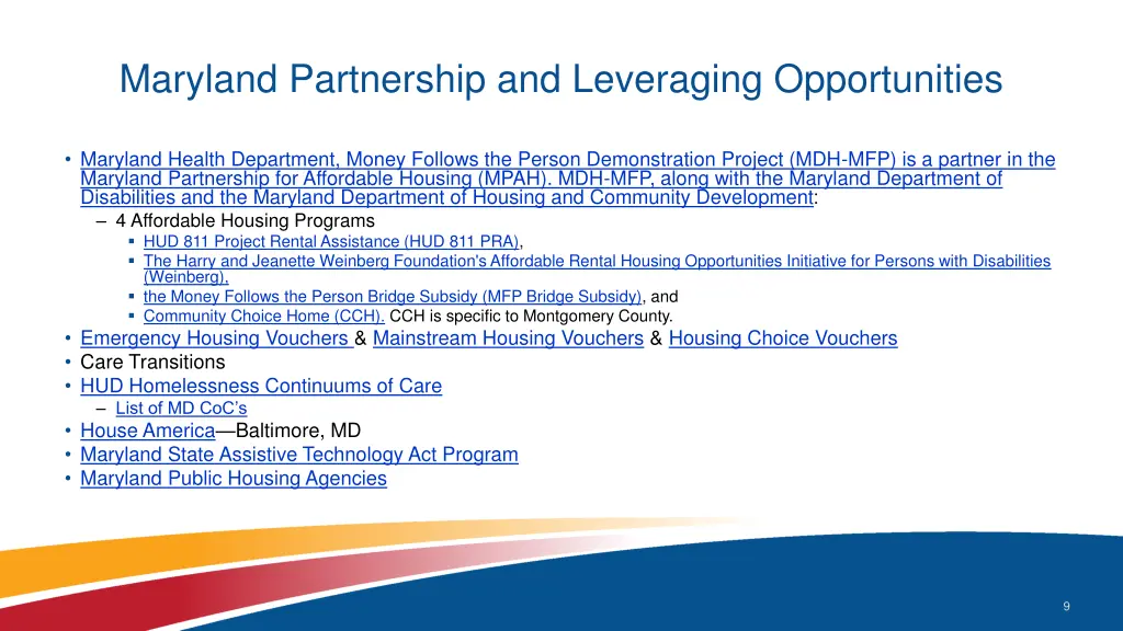 maryland partnership and leveraging opportunities