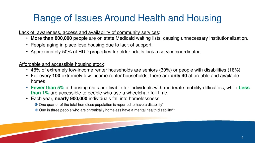 range of issues around health and housing