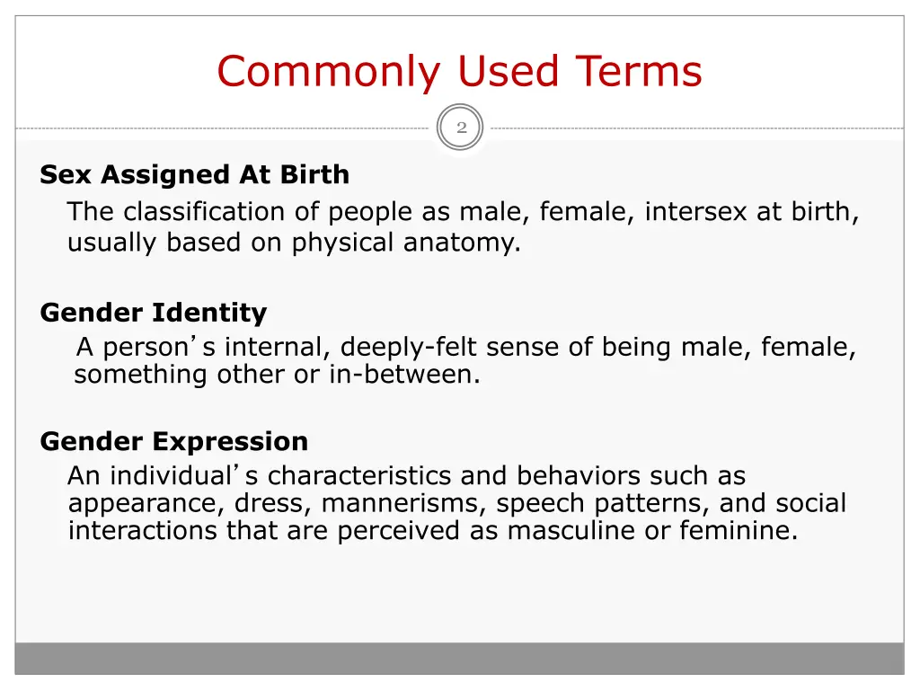 commonly used terms