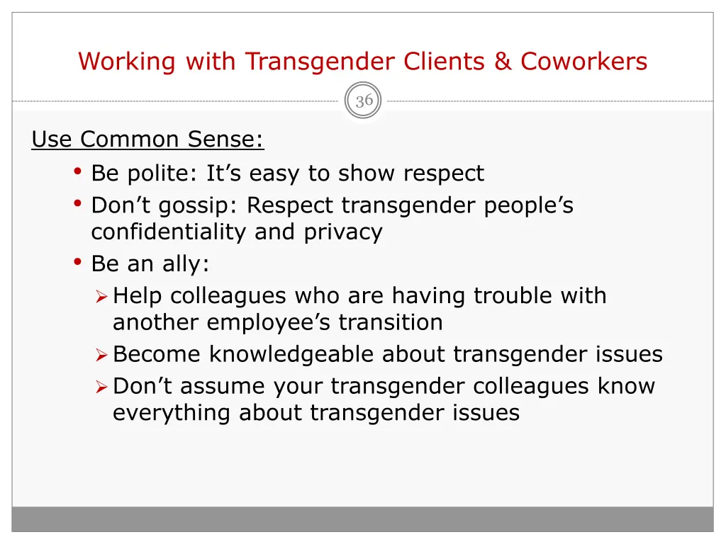 working with transgender clients coworkers