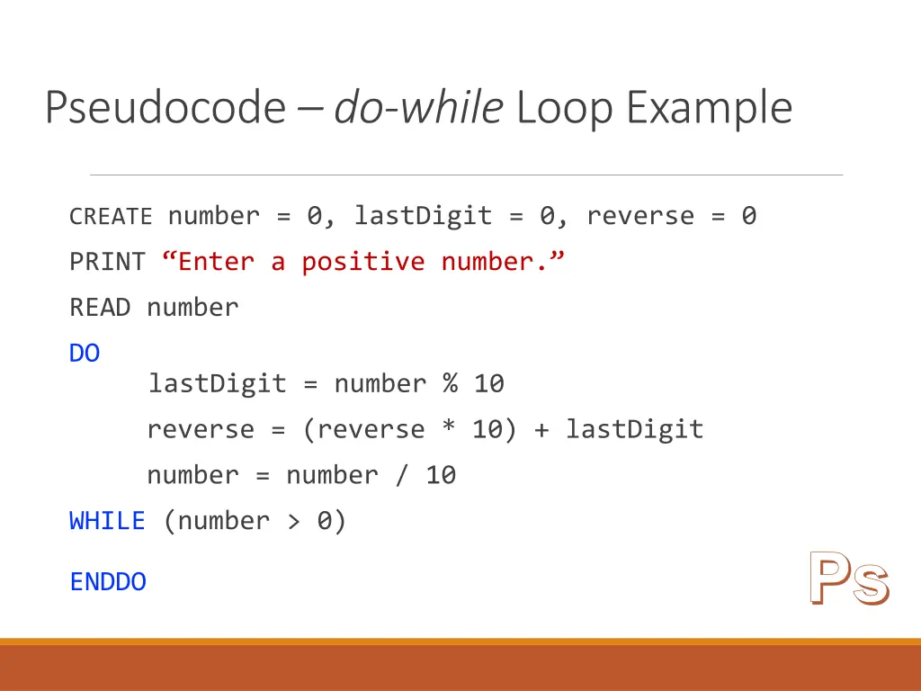 pseudocode do while loop example
