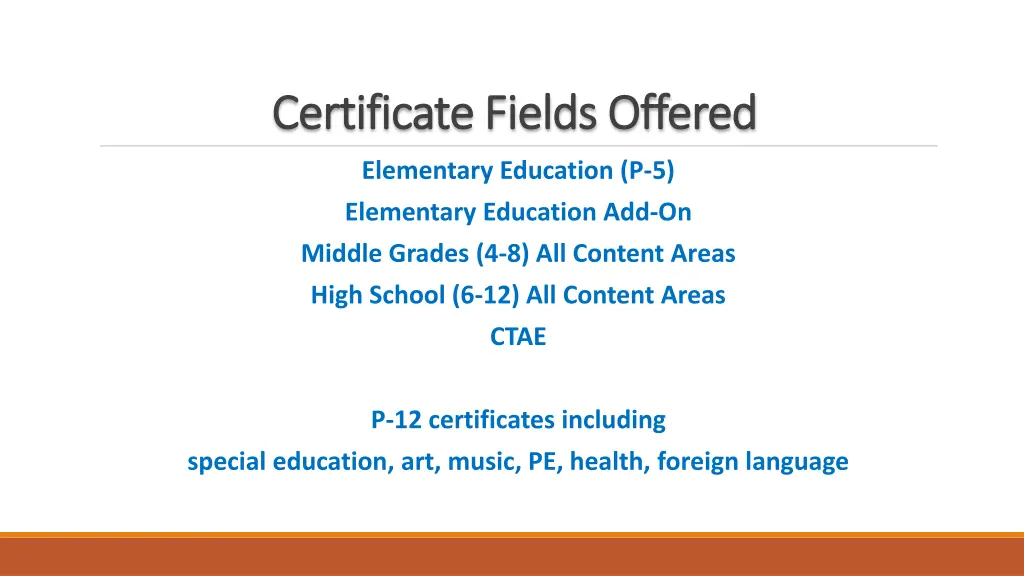 certificate fields offered certificate fields
