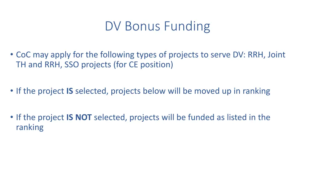 dv bonus funding