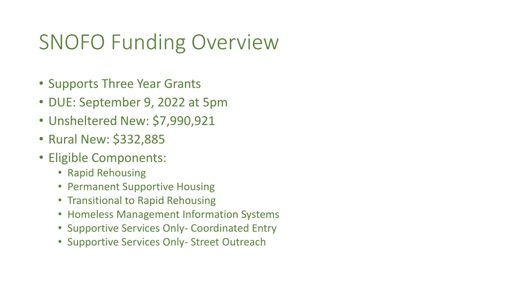snofo funding overview
