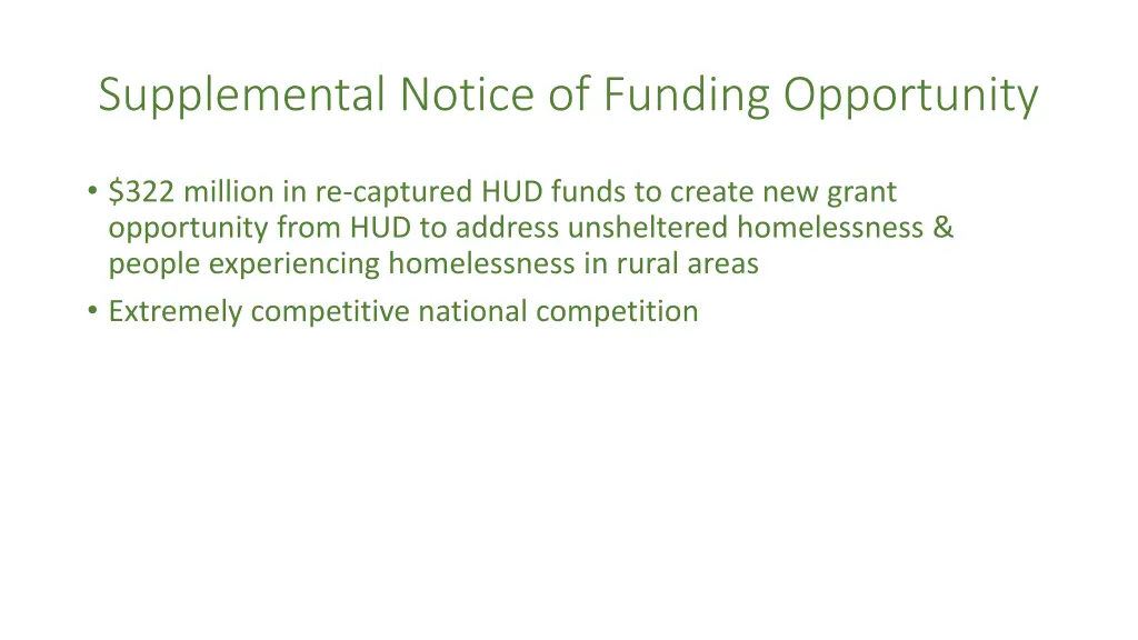 supplemental notice of funding opportunity