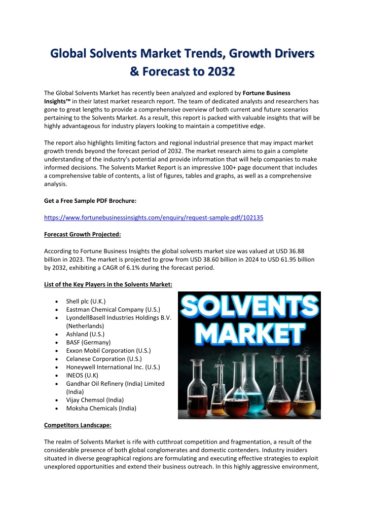 global solvents market trends growth drivers