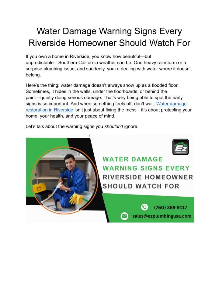 water damage warning signs every riverside