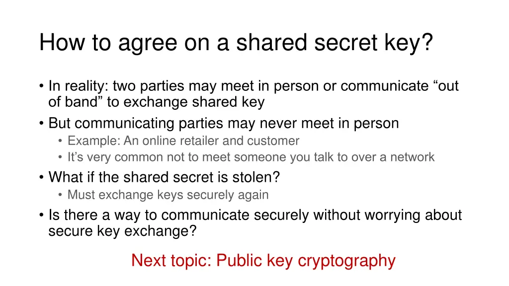 how to agree on a shared secret key