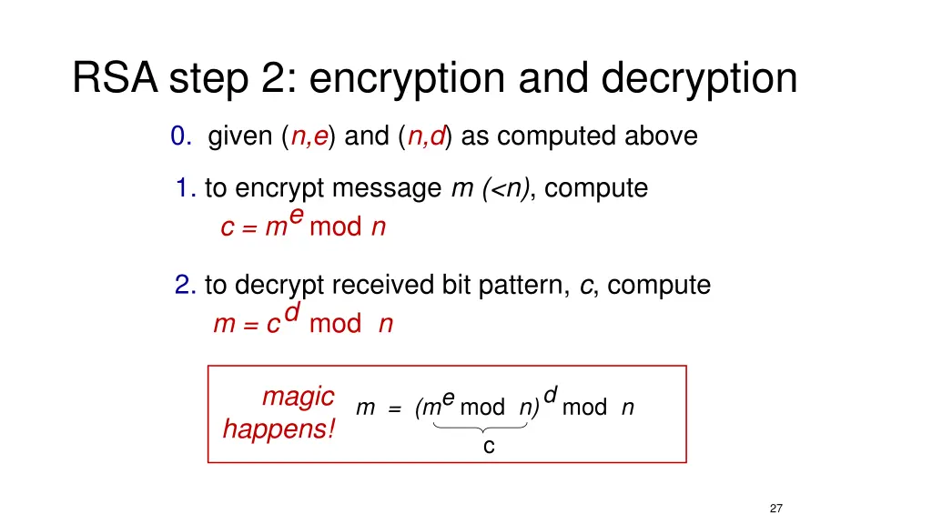 rsa step 2 encryption and decryption